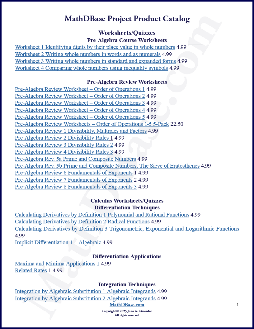 MathDBase Project Product Catalog thumbnail